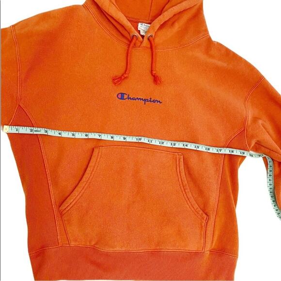 Champion Orange Vintage Women’s Reverse Weave Hooded Pullover Sweatshirt, S - Picture 8 of 12